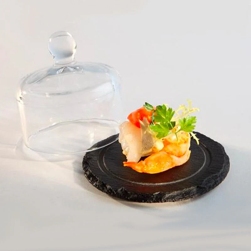 10.5 cm - Piatto Presentazione In Ardesia Con Cloche In Vetro - Image 2