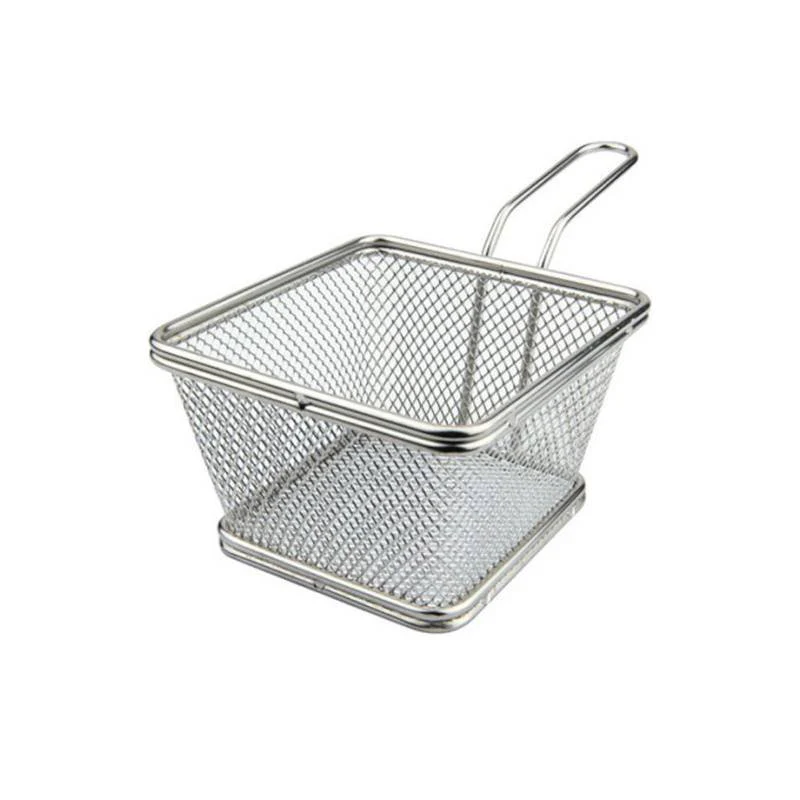 10 cm - Mini Cestello Porta Snack Quadrato In Acciaio Inox 18/10