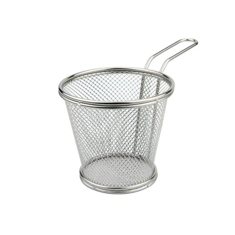 10 cm - Mini Cestello Porta Snack Rotondo In Acciaio Inox 18/10