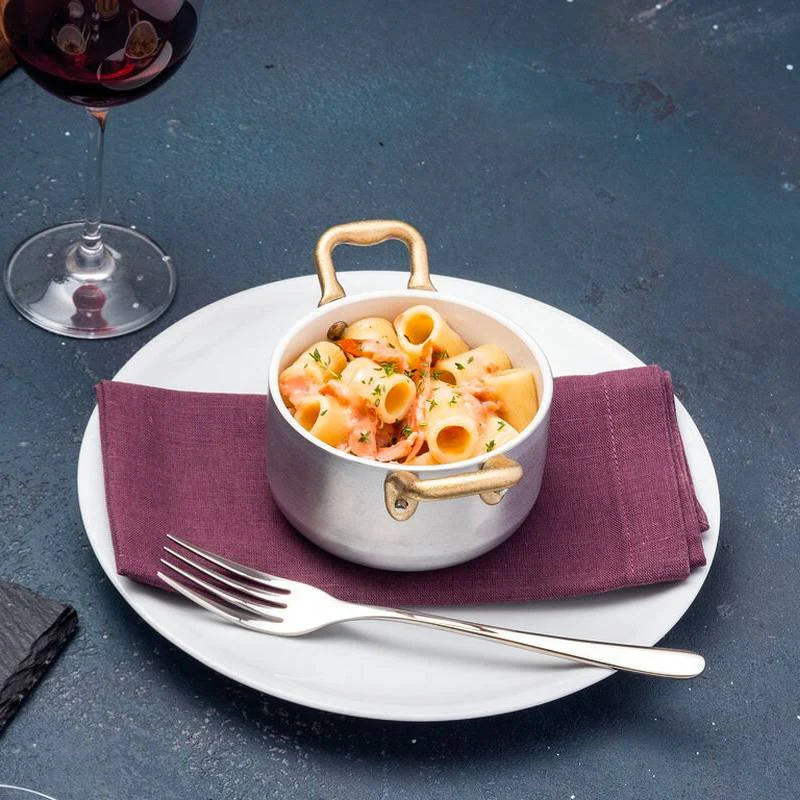 10 cm - Miniature Mini Casseruola Alta In Alluminio Con Manici In Ottone - Image 2