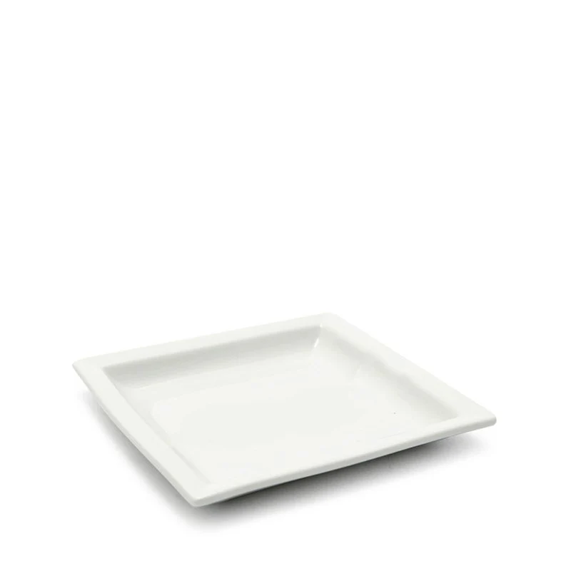 10x10 cm - Justwhite Piatto Piano In Porcellana - Set 6 Pz