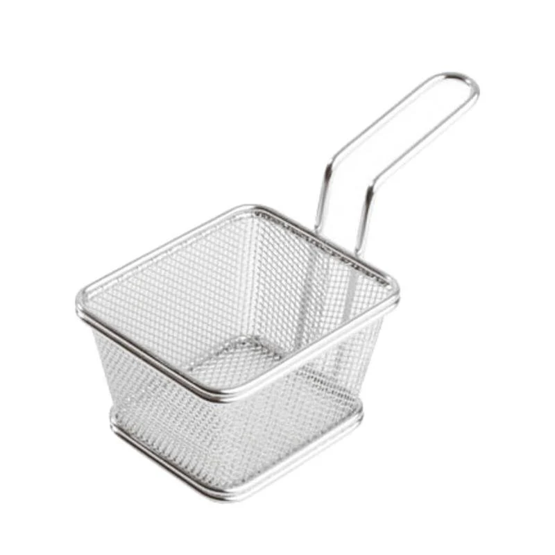 10x8.5 cm - Tableware Buffet & Display Cestello Porta Snack Quadrato In Acciaio Inox