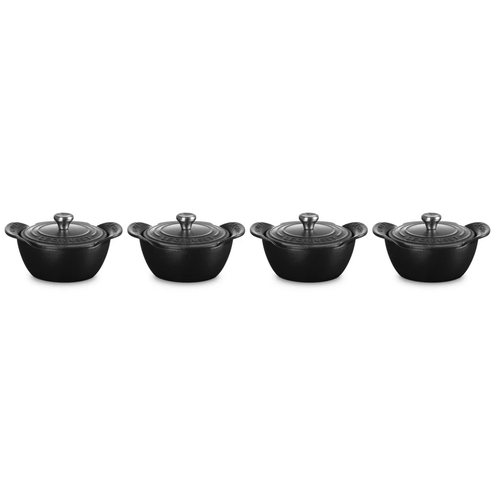 11 cm - Gourmand Mini Cocotte Con Coperchio In Ghisa Vetrificata Set 4 Pz