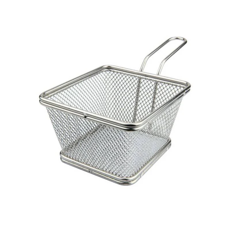 12 cm - Mini Cestello Porta Snack Quadrato In Acciaio Inox 18/10