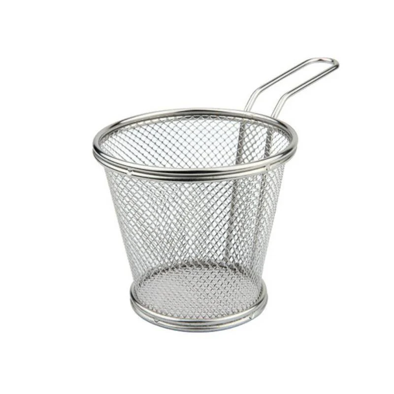 12 cm - Mini Cestello Porta Snack Rotondo In Acciaio Inox 18/10