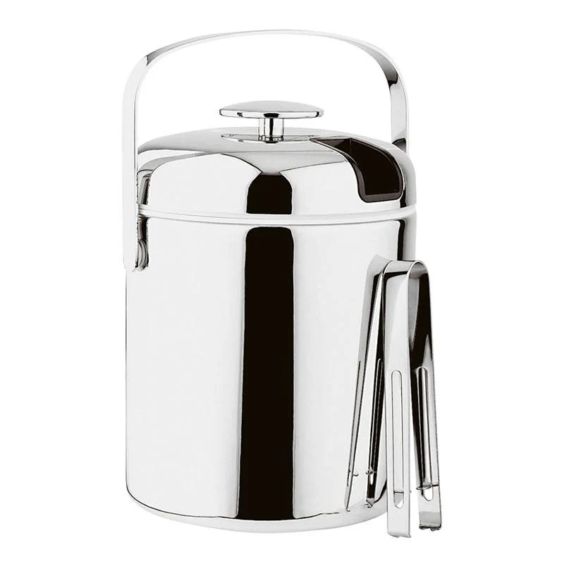 Ø 14 x H 22  cm - Secchiello Ghiaccio In Acciaio Inox Con Pinza
