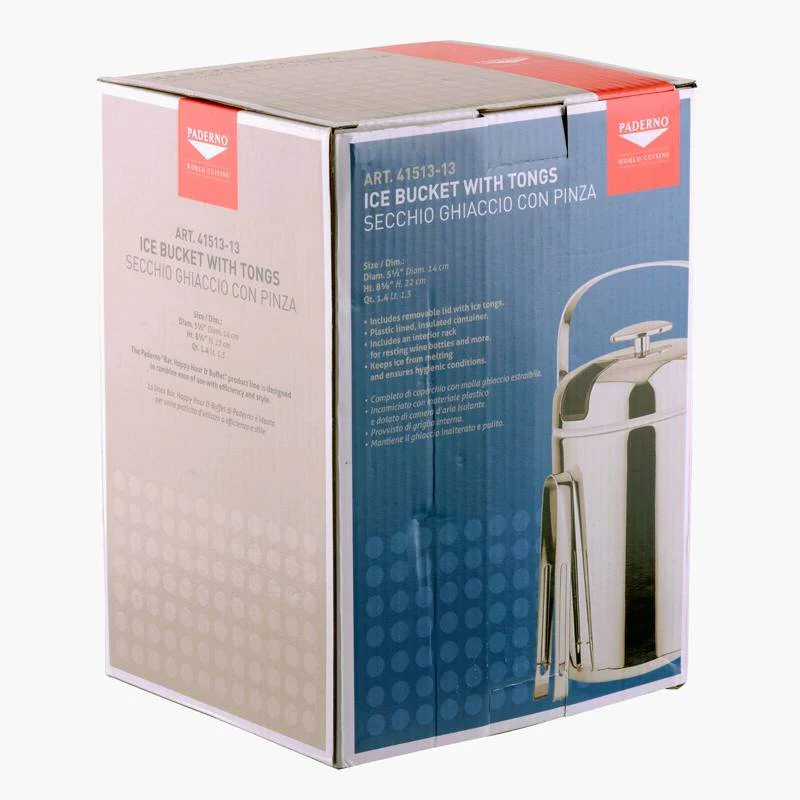Ø 14 x H 22  cm - Secchiello Ghiaccio In Acciaio Inox Con Pinza - Image 2