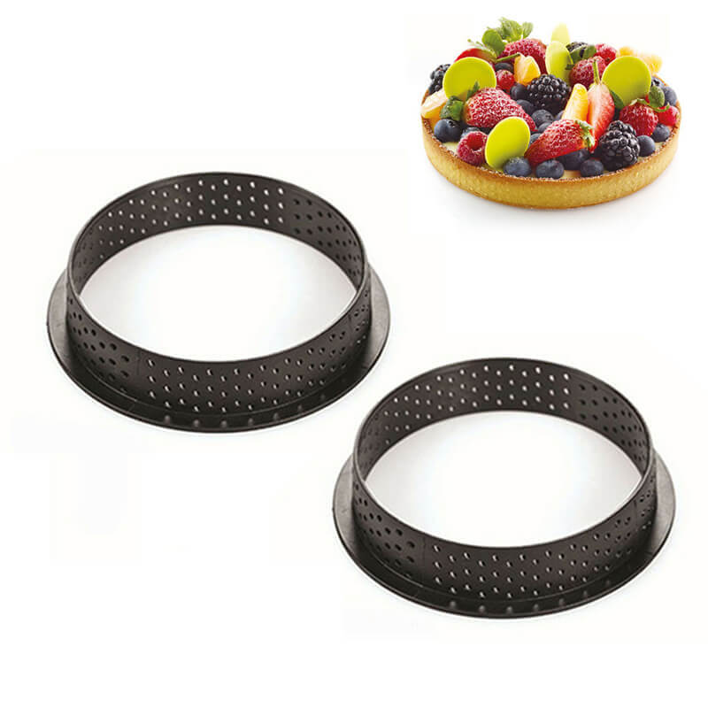 15 cm - Tarte Ring Stampo Anello Microforato Antiaderente In Silicone - Set 2 Pz - Image 2