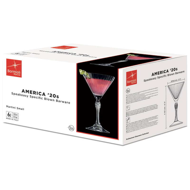 16.5 cl - America 20s Bicchiere Martini in Vetro - Set 6 Pezzi - Image 3