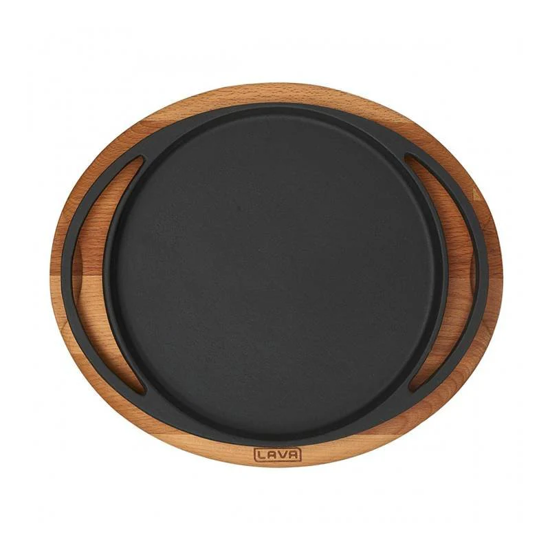 16 cm - Cast Iron Cookware Piatto In Ghisa Con Supporto In Legno - Image 3