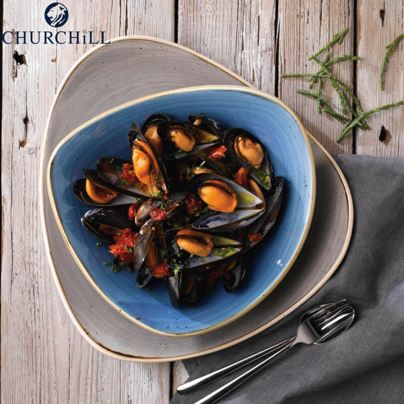 18.5x18.5 cm - Stonecast Piatto Fondo Triangolare In Porcellana Vetrificata - Image 8