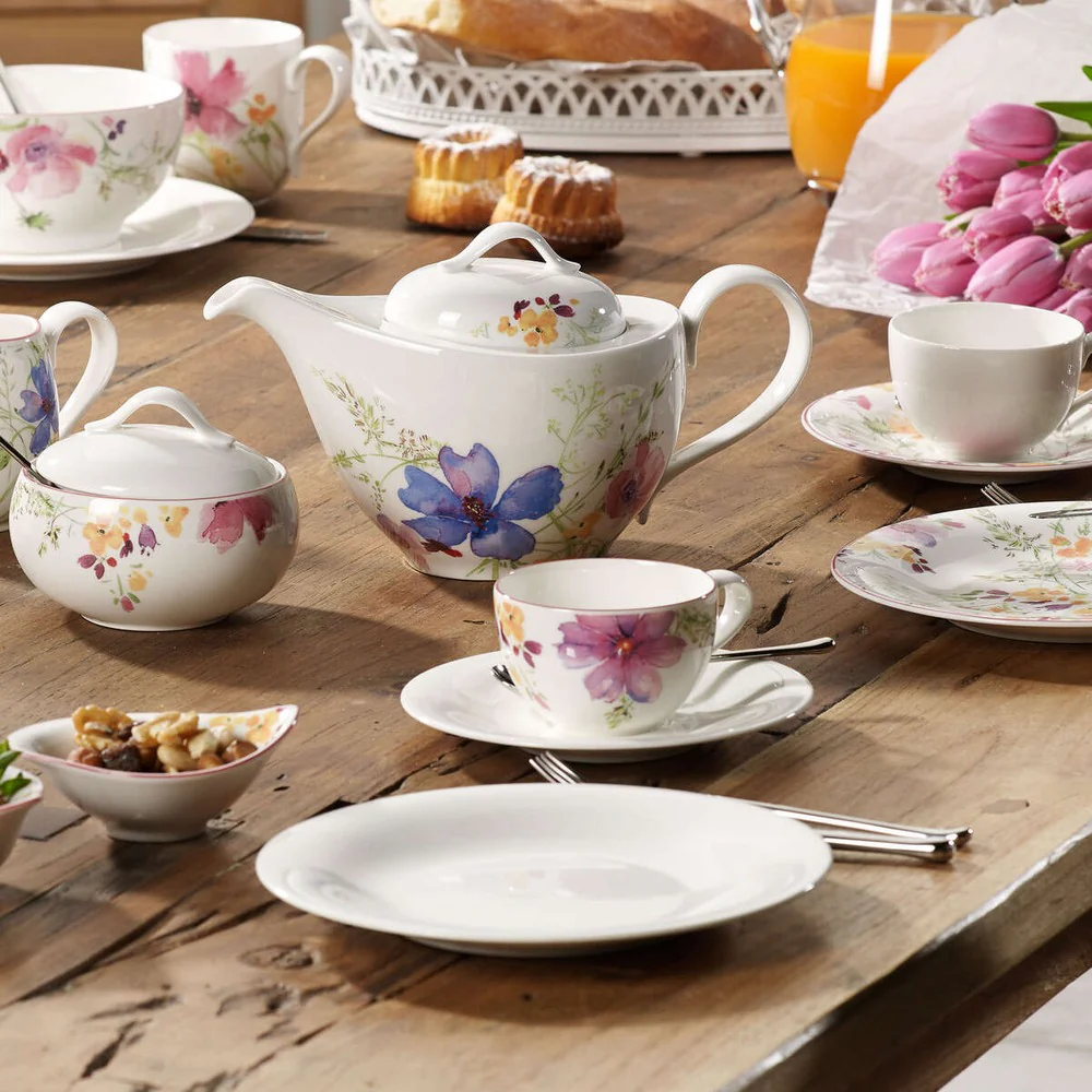 19 cm - Mariefleur Gris Basic Piattino Tazza Cappuccino In Porcellana Premium - Set 6 Pz - Image 2