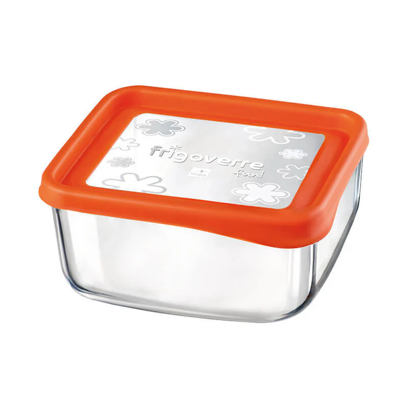 19x19 cm - Frigoverre Fun Contenitore Per Alimenti Quadrato In Vetro