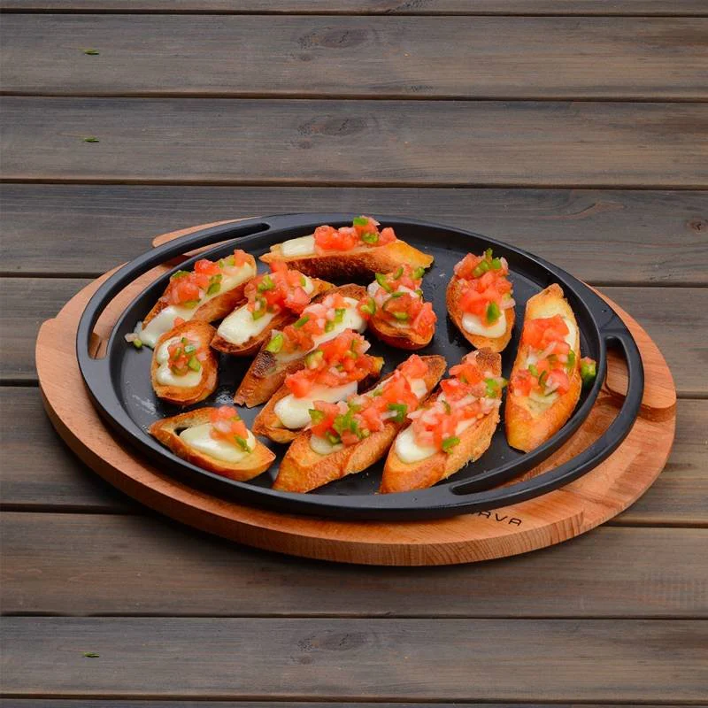 20 cm - Cast Iron Cookware Piatto In Ghisa Con Supporto In Legno - Image 2