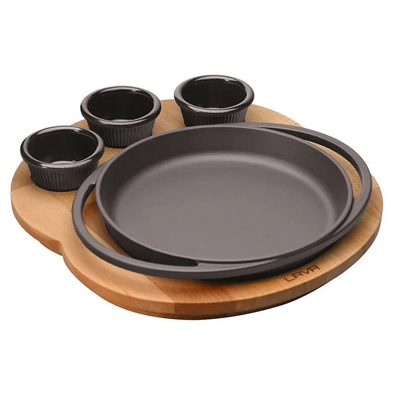 20 cm - Cast Iron Cookware Piatto In Ghisa Con Supporto In Legno - Image 4