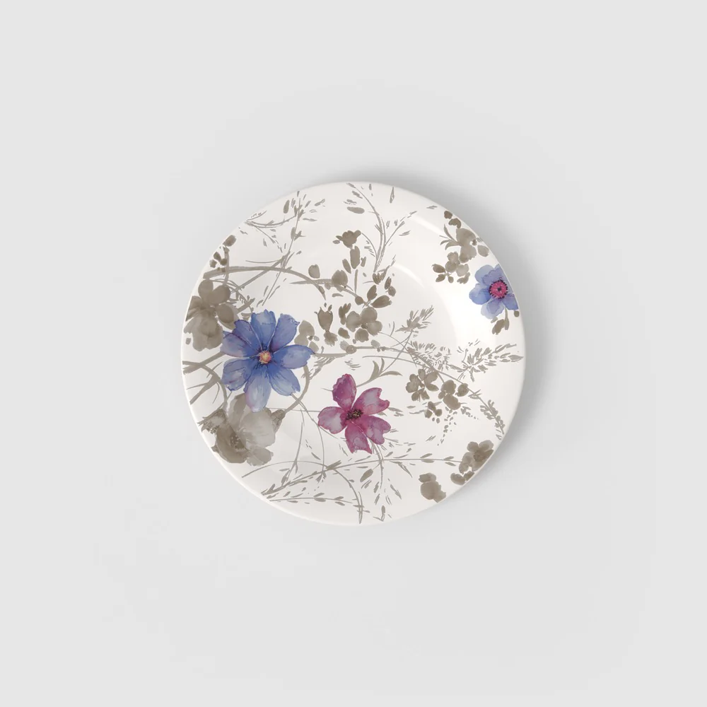 21.5 cm - Mariefleur Gris Basic Piatto Dessert In Porcellana Premium - Set 6 Pz
