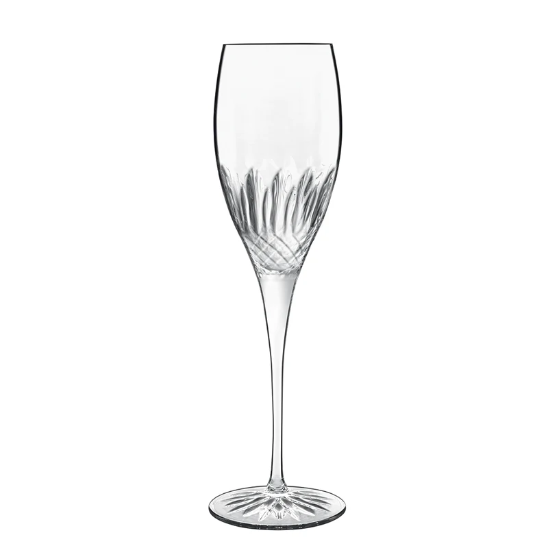 22 cl - Diamante Calice Flute in Vetro - Set 4 Pezzi
