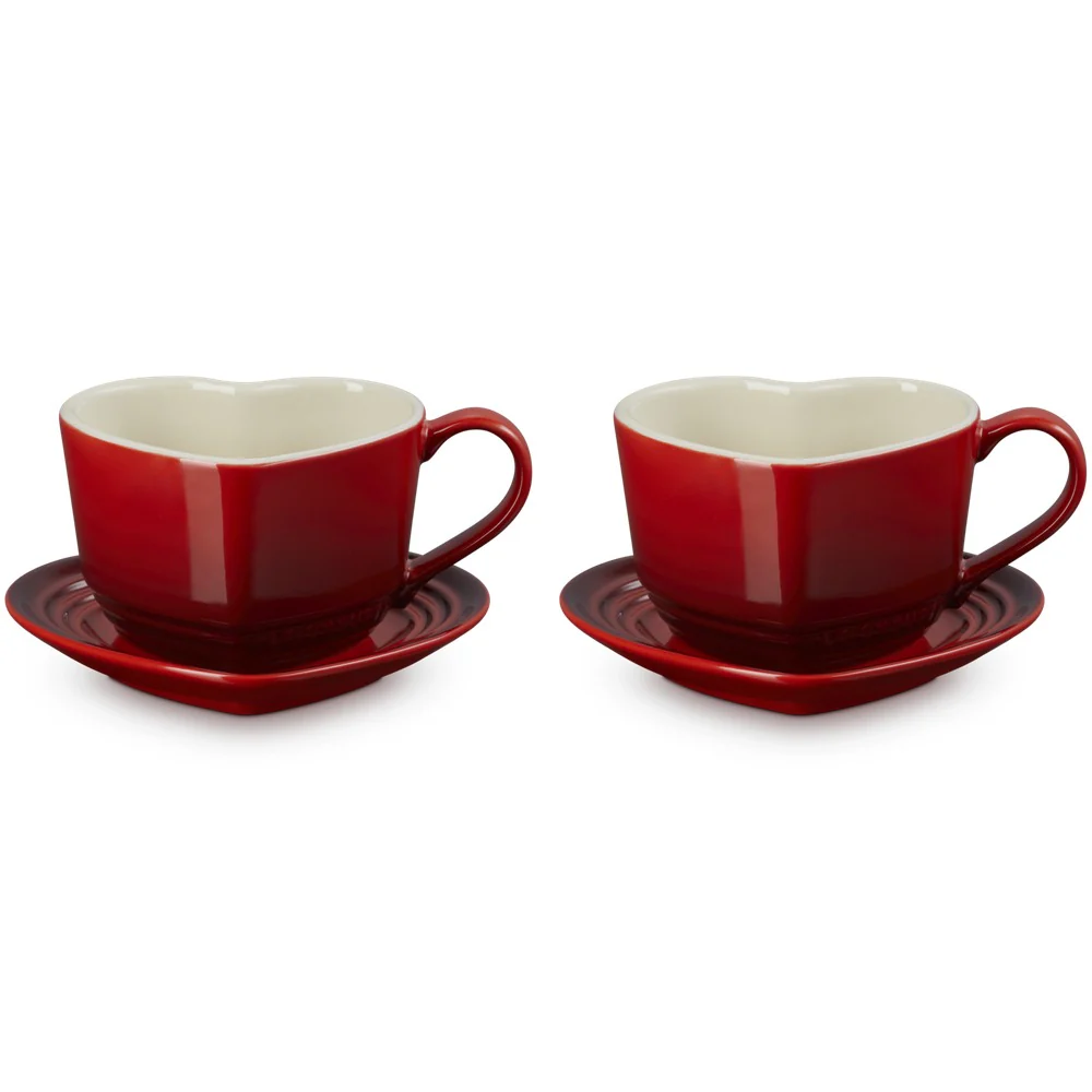22 cl - Cuore Tazza Cappuccino Con Piattino In Gres Vetrificato Set 2 Pz - Image 2