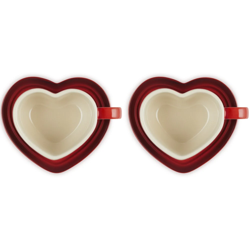 22 cl - Cuore Tazza Cappuccino Con Piattino In Gres Vetrificato Set 2 Pz - Image 4