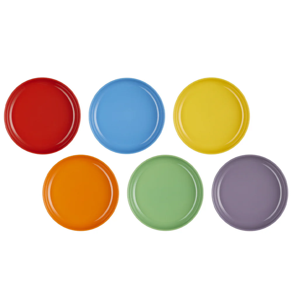 22 cm - Rainbow Coupe Piatto Piano Colori Assortiti In Gres Vetrificato Set 6 Pz