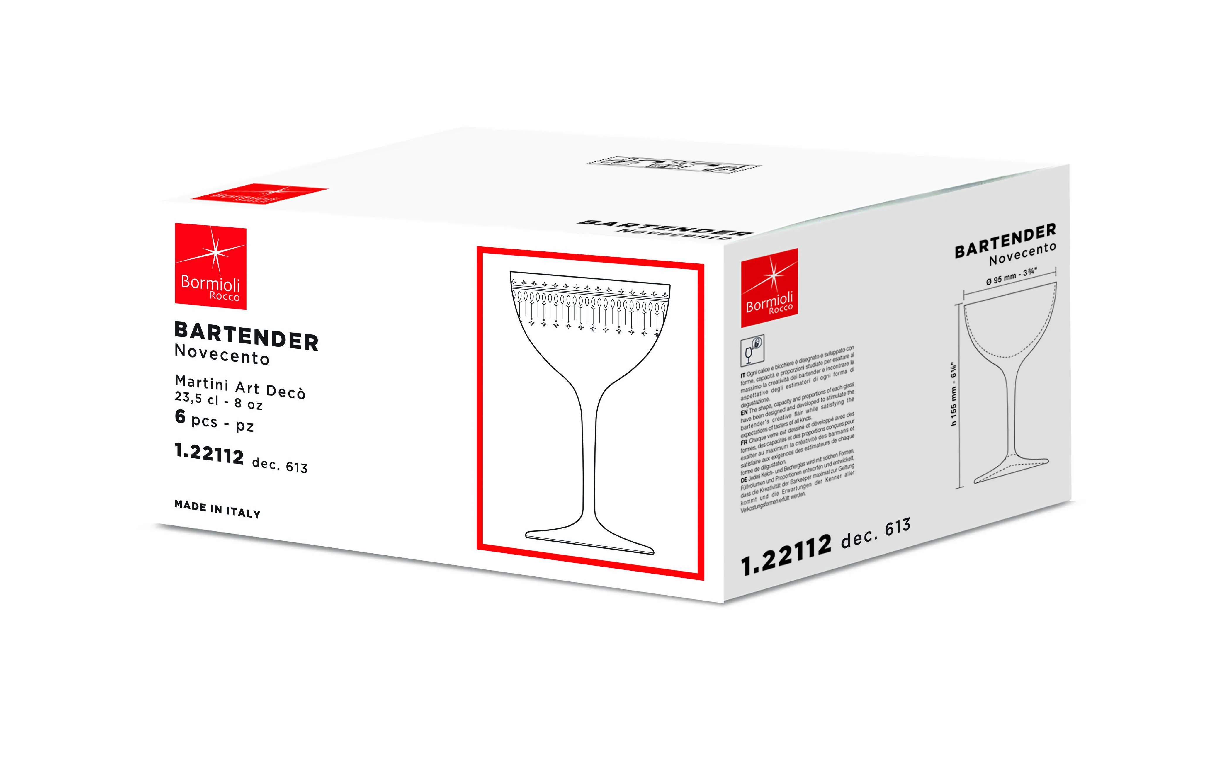 23.5 cl - Bartender Novecento Bicchiere Martini in Vetro - Set 6 Pezzi - Image 4