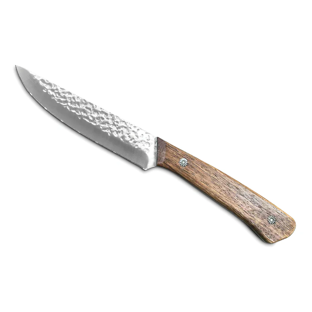23.5 cm - Chuleteros HQ Kamet Coltello Bistecca Martellato In Acciaio Inox Con Manico Legno Set 6 Pz - Image 2