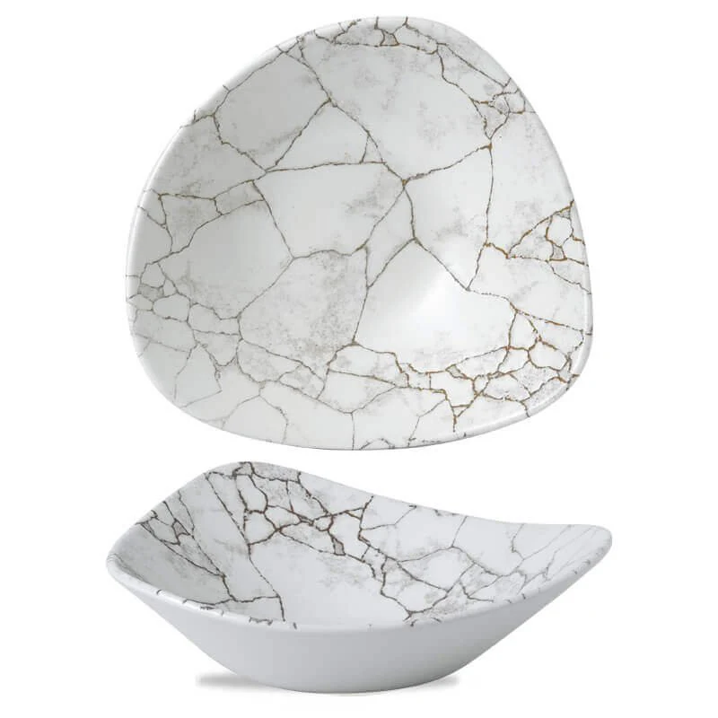 23.5x23.5 cm - Studio Prints Kintsugi Piatto Fondo Triangolare In Porcellana Vetrificata