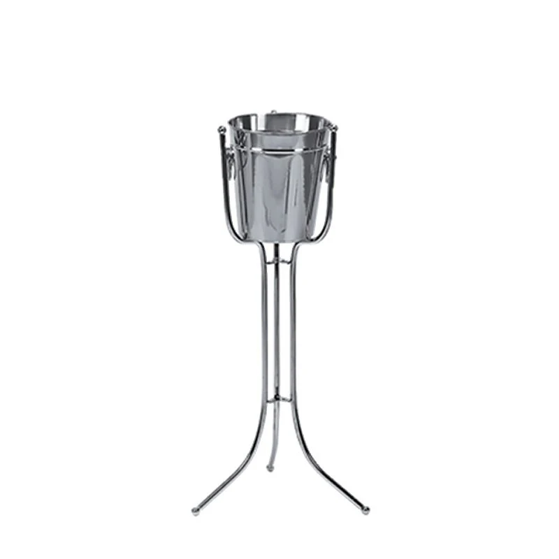 Ø 24 x H 76  cm - Colonna Porta Secchiello In Acciaio Inox