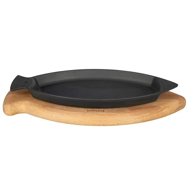 24x15 cm - Cast Iron Cookware Piatto In Ghisa Con Supporto In Legno - Image 3