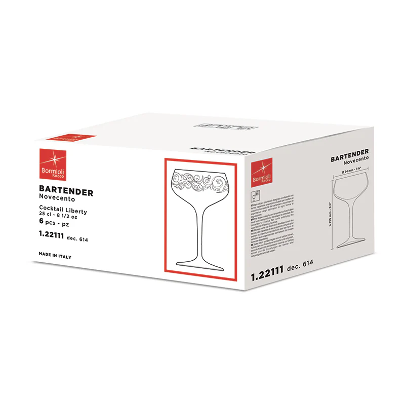25 cl - Bartender Novecento Calice Cocktail in Vetro - Set 6 Pezzi - Image 8