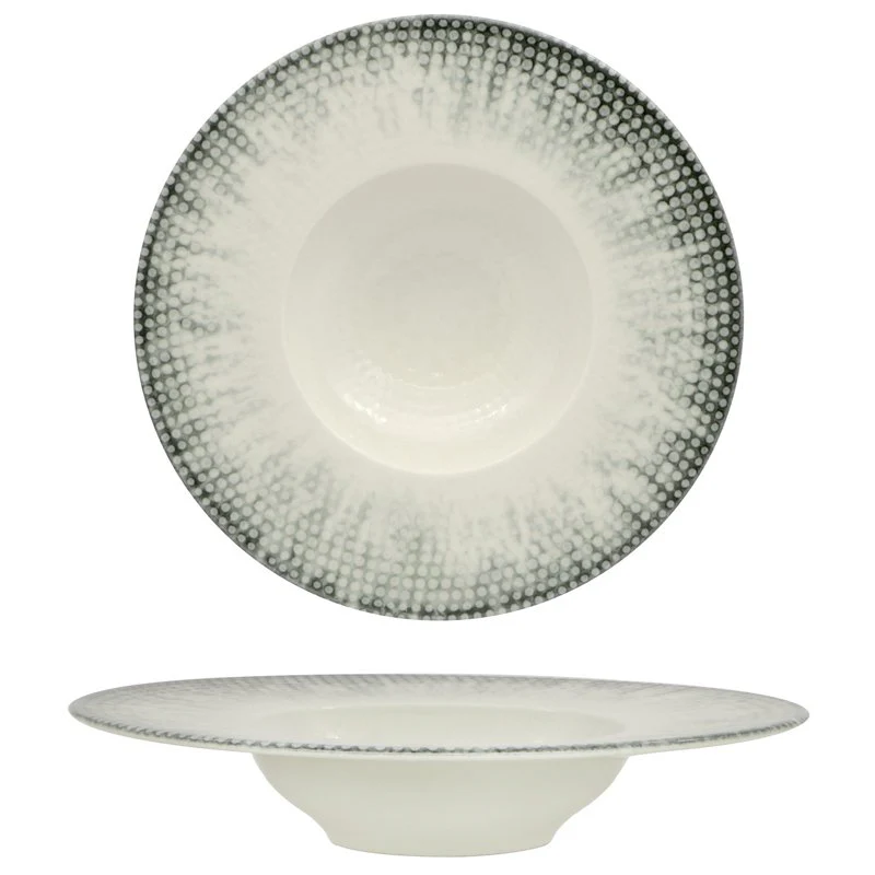 25 cm - Oregon Piatto Pasta In Porcellana - Set 6 Pz