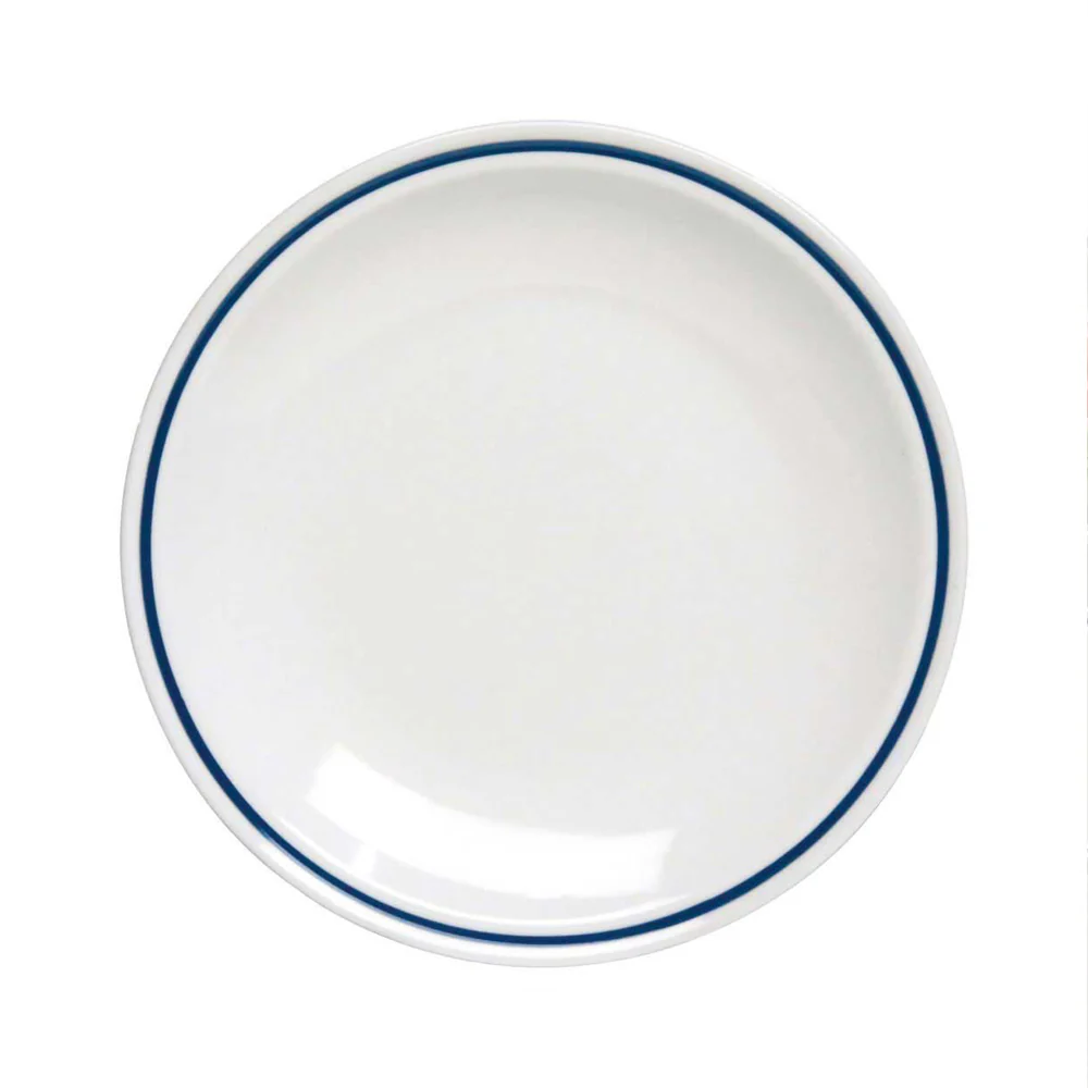 25 cm - AZ Piatto Piano In Porcellana Bianca con filo blu Set 12 Pz