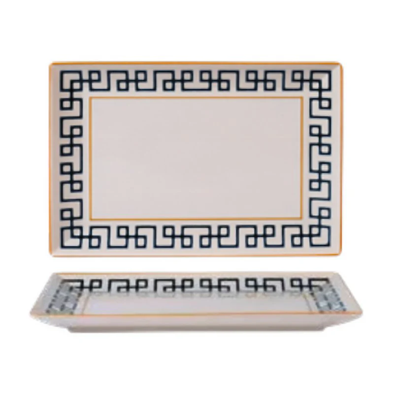 25x15 cm - Dedalo PIatto Vassoio Rettangolare In Porcellana - Set 6 Pz