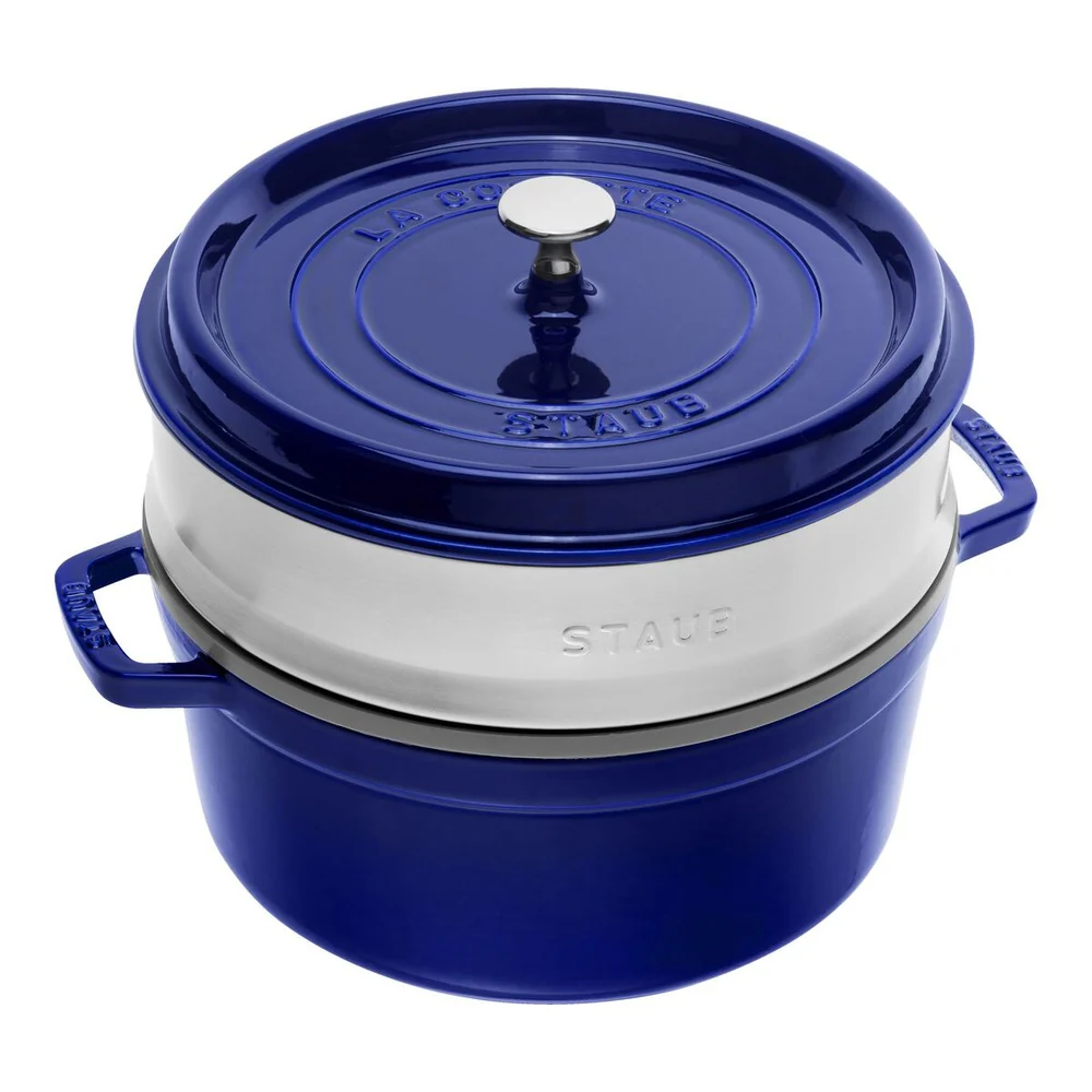 26 cm - Cocotte Casseruola Rotonda In Ghisa Smaltata Con Cestello Vapore - Image 3