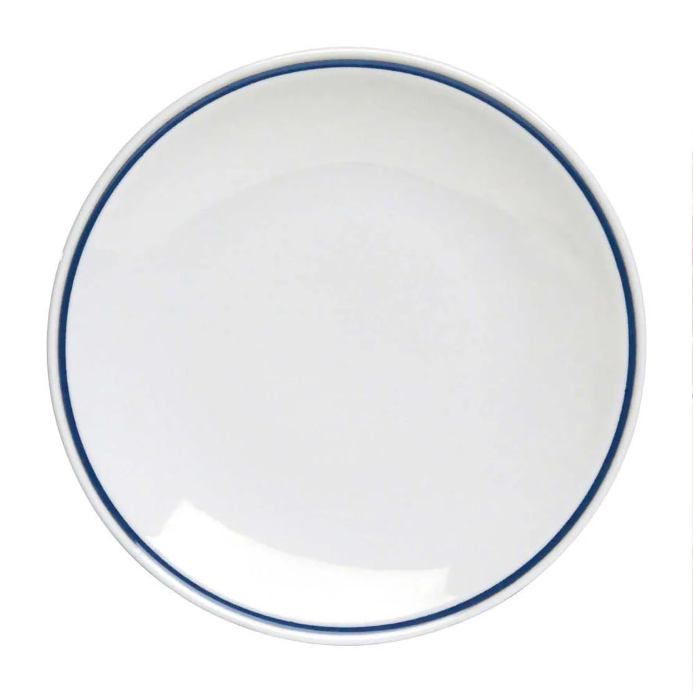 26 cm - AZ Piatto Piano In Porcellana Bianca con filo blu Set 12 Pz