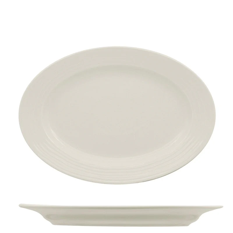 26x18 cm - Eclipse Piatto Vassoio Ovale In Porcellana - Set 12 Pz