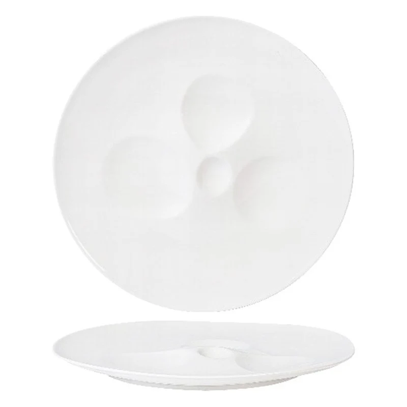 26x26.5 cm - Magnesium Moon Piatto Presentazione Irregolare In Porcellana - Set 2 Pz