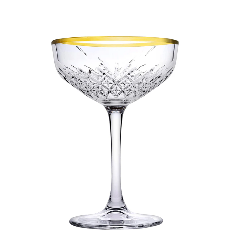 27 cl - Timeless Golden Touch Coppa Champagne Bordo Dorato in Vetro - Set 4 Pezzi