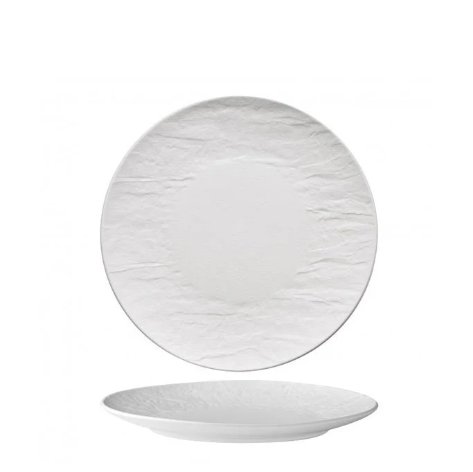 27 cm - Erosion Piatto Piano In Porcellana - Set 3 Pz