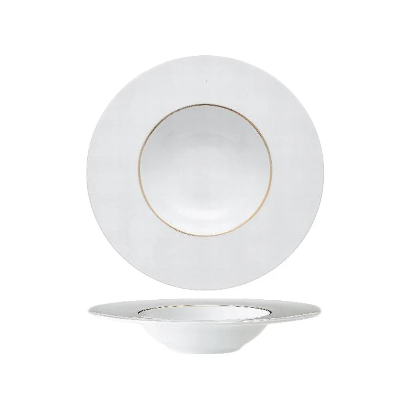 27 cm - Ligne D'Or Piatto Pasta In Porcellana - Set 6 Pz