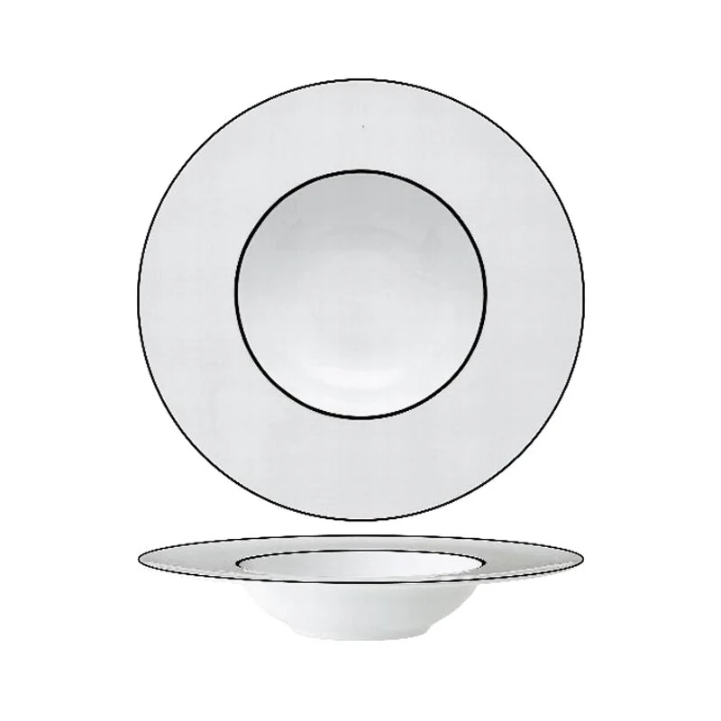 27 cm - Ligne Noir Piatto Pasta In Porcellana - Set 6 Pz