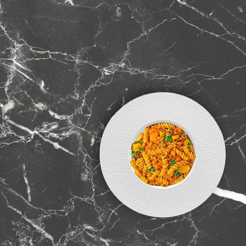 27 cm - Zen Tunisie Martellato Piatto Pasta In Porcellana - Set 6 Pz - Image 2