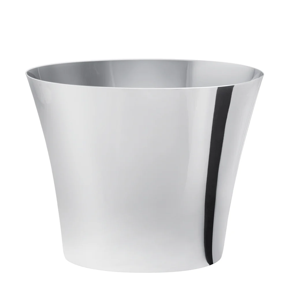 Ø 27 x H.21.5 - Modern Secchiello Portabottiglie Ovale In Acciaio Inox 18-10