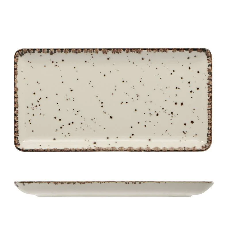 27x14 cm - Cromya Cream Piatto Vassoio Rettangolare In Porcellana