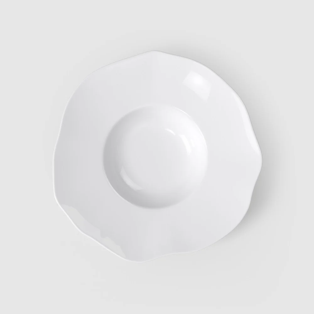 28.5x28.8 cm - Pura Piatto Fondo In Porcellana Premium - Set 4 Pz