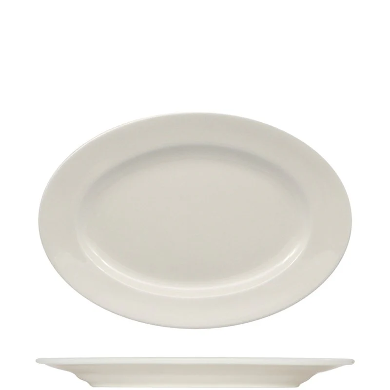 28 cm - Prime Piatto Vassoio Ovale In Porcellana - Set 12 Pz