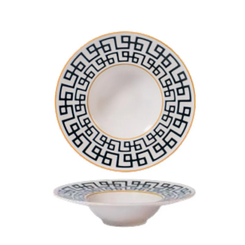 28 cm - Dedalo Piatto Pasta In Porcellana - Set 6 Pz