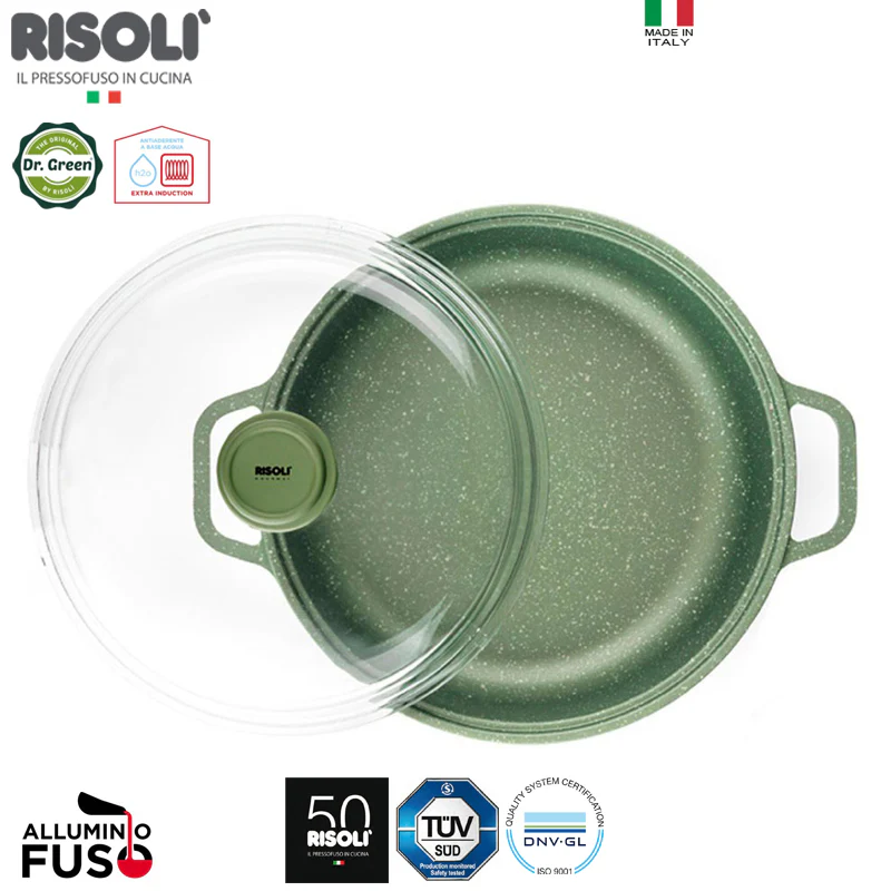 28 cm - Dr.Green Stone Extra Induction Tegame Antiaderente In Alluminio Con Coperchio - Image 3