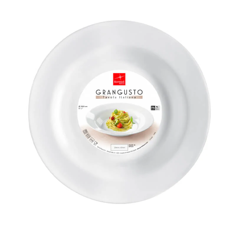 29.5 cm - Grangusto Piatto Pasta In Vetro Opale Temperato - Set 6 Pz - Image 4