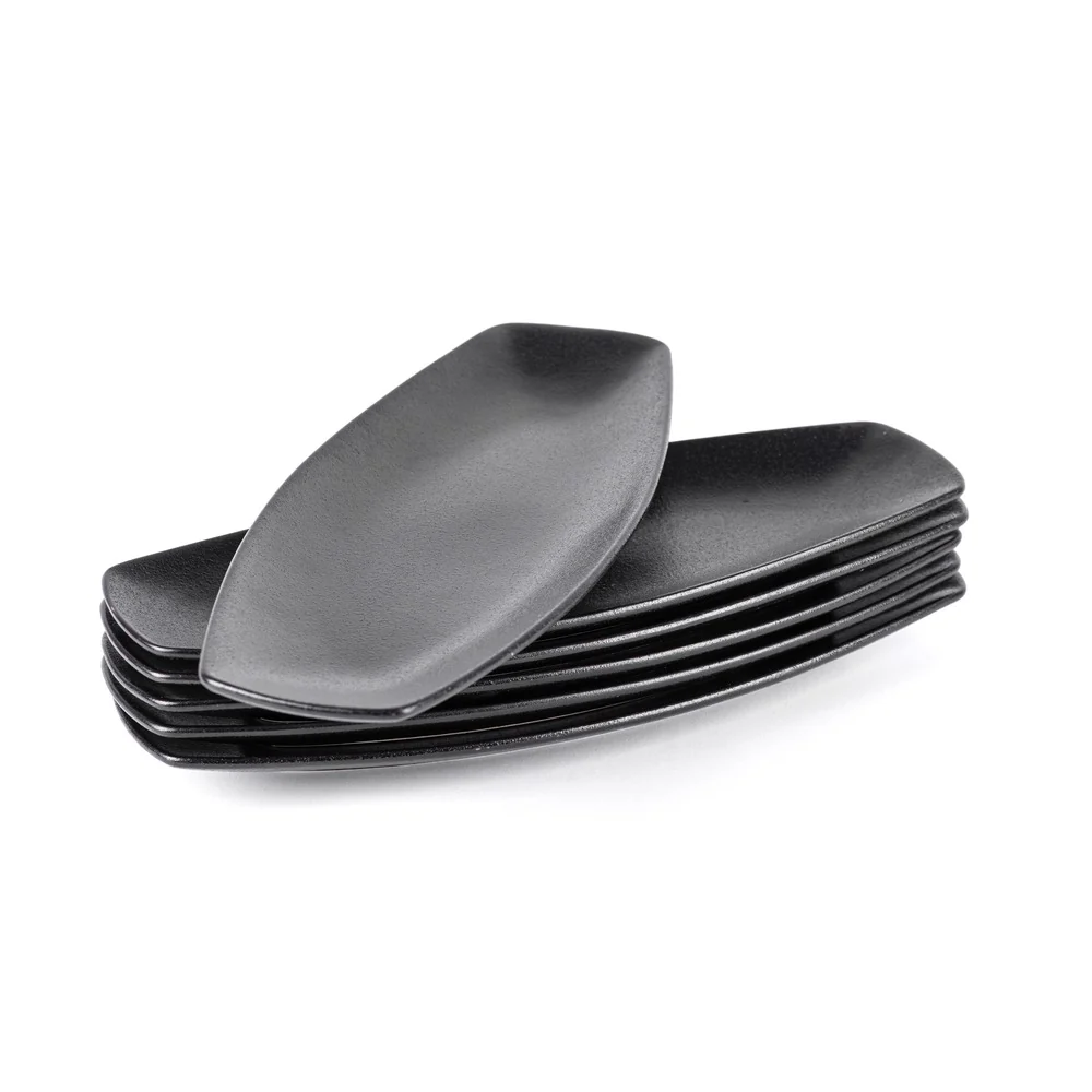 29.5x12.5 cm - Jap Piatto Vassoio Rettangolare In Stoneware - Set 6 Pz